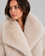 Faux Fur Cropped Jacket Draped Collar Winter