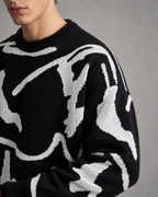 Men's Abstract Graphic Knit Sweater Drop Shoulder Fit