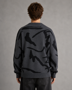 Men's Abstract Graphic Knit Sweater Drop Shoulder Fit