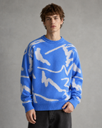 Men's Abstract Graphic Knit Sweater Drop Shoulder Fit