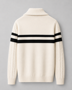 Men's Cable Knit Quarter-Zip Funnel Collar Sweater