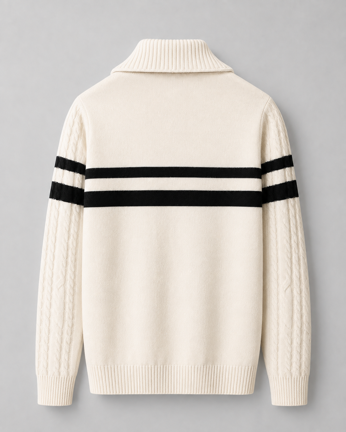 Men's Cable Knit Quarter-Zip Funnel Collar Sweater
