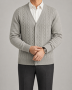 Men's Cable Knit Five-Button Cardigan