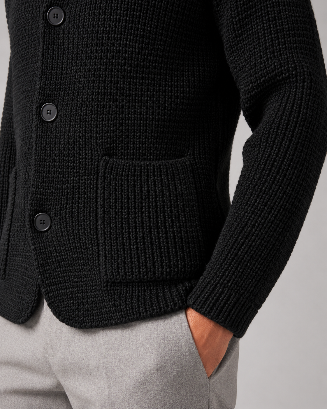 Men's Chunky Knit Patch-Pocket Cardigan