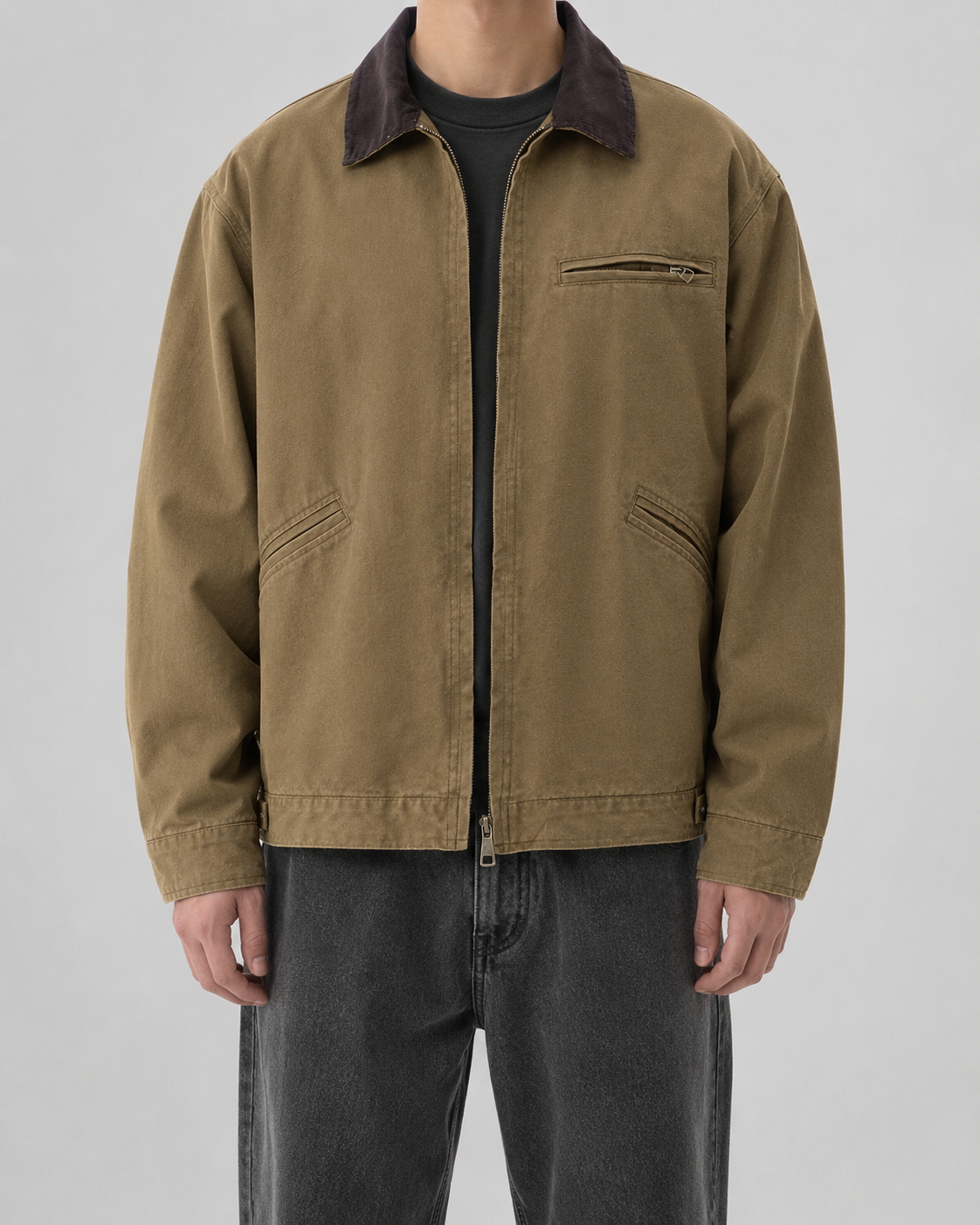 Men's Cotton Canvas Barn Jacket with Corduroy Collar