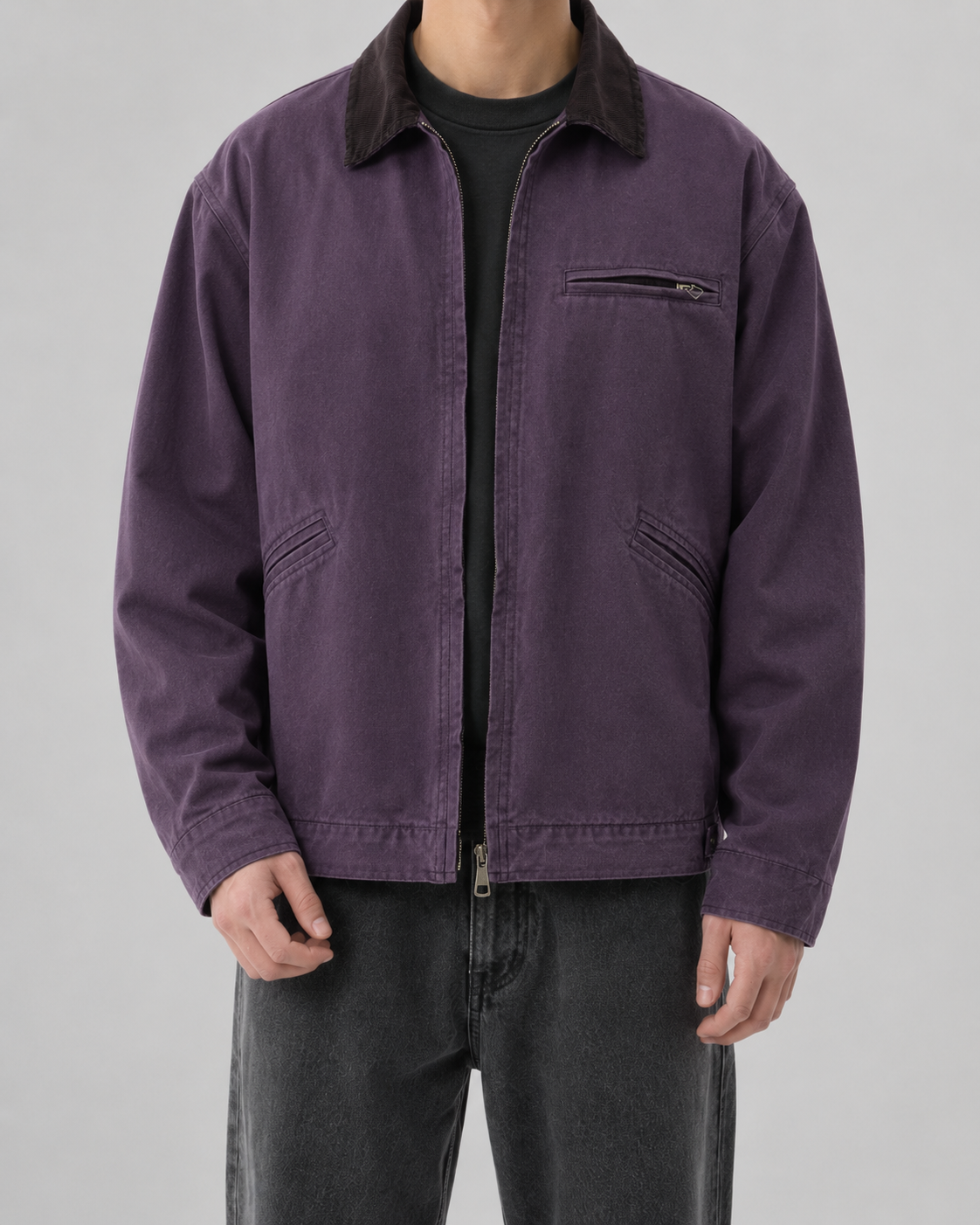 Men's Cotton Canvas Barn Jacket with Corduroy Collar