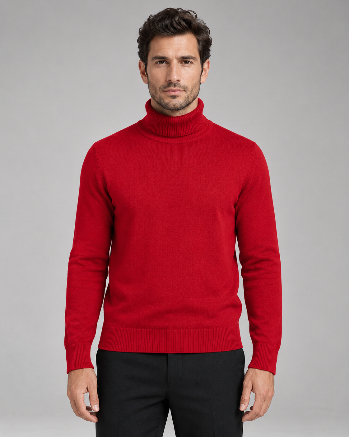Men's Fine Knit Roll Neck Turtleneck Sweater