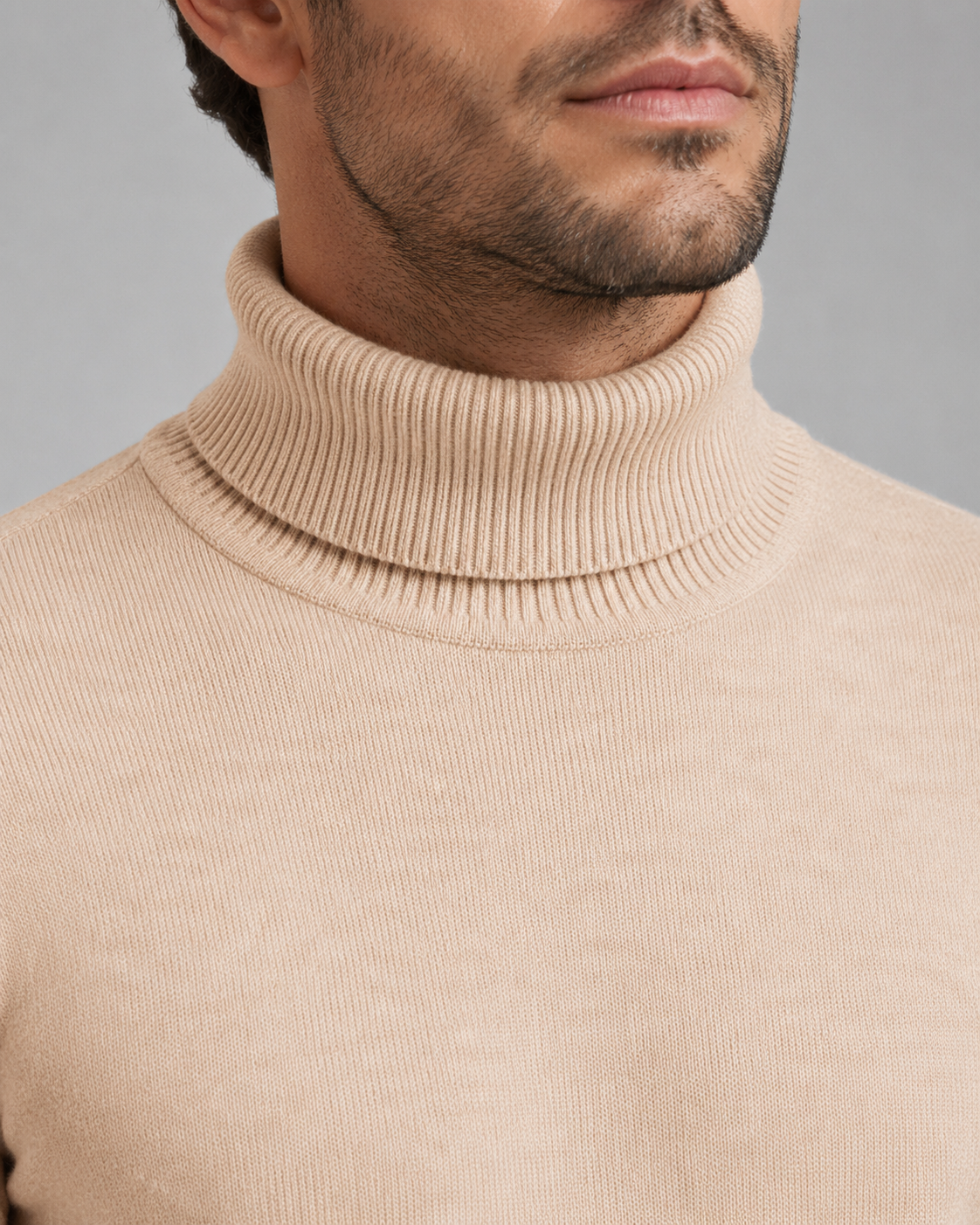 Men's Fine Knit Roll Neck Turtleneck Sweater