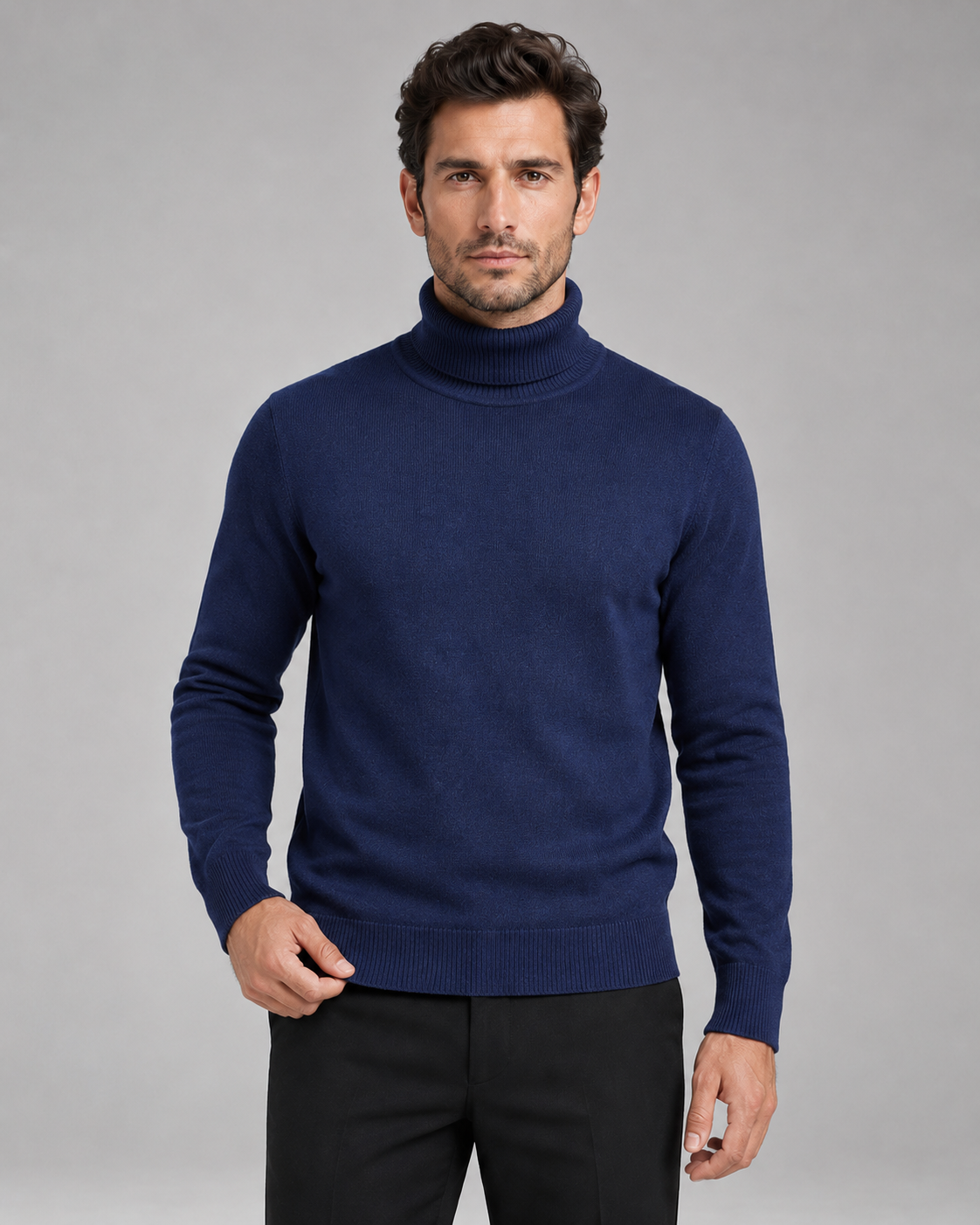 Men's Fine Knit Roll Neck Turtleneck Sweater