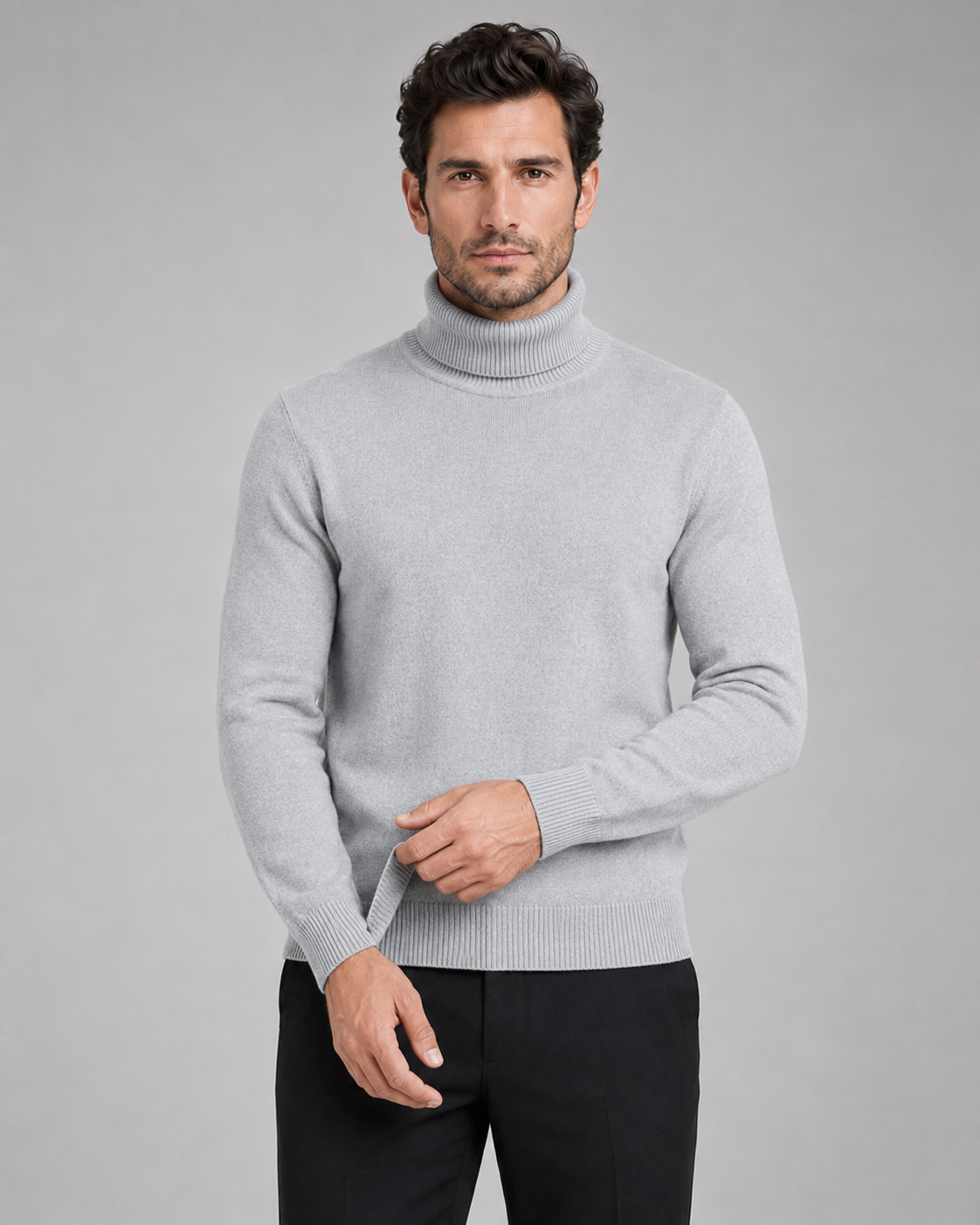 Men's Fine Knit Roll Neck Turtleneck Sweater