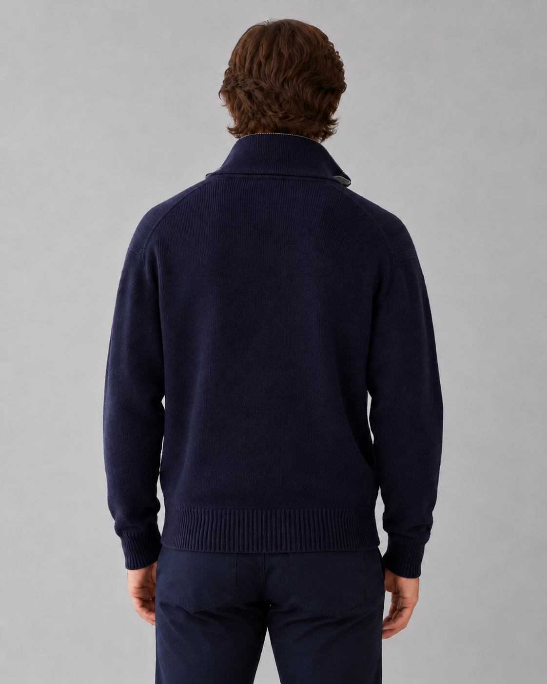 Men's Full-Zip Knit Cardigan - Stand Collar
