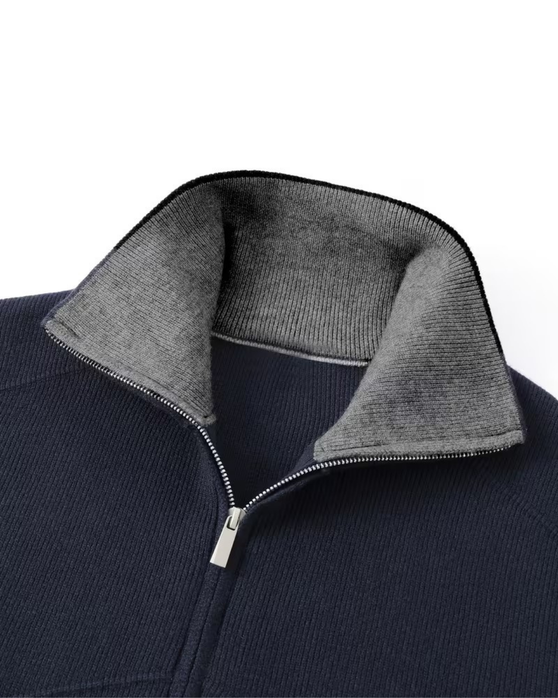 Men's Full-Zip Knit Cardigan - Stand Collar