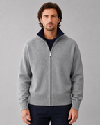 Men's Full-Zip Knit Cardigan - Stand Collar