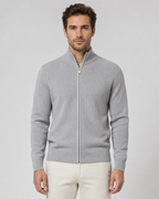 Men's Full-Zip Knit Cardigan with Stand Collar