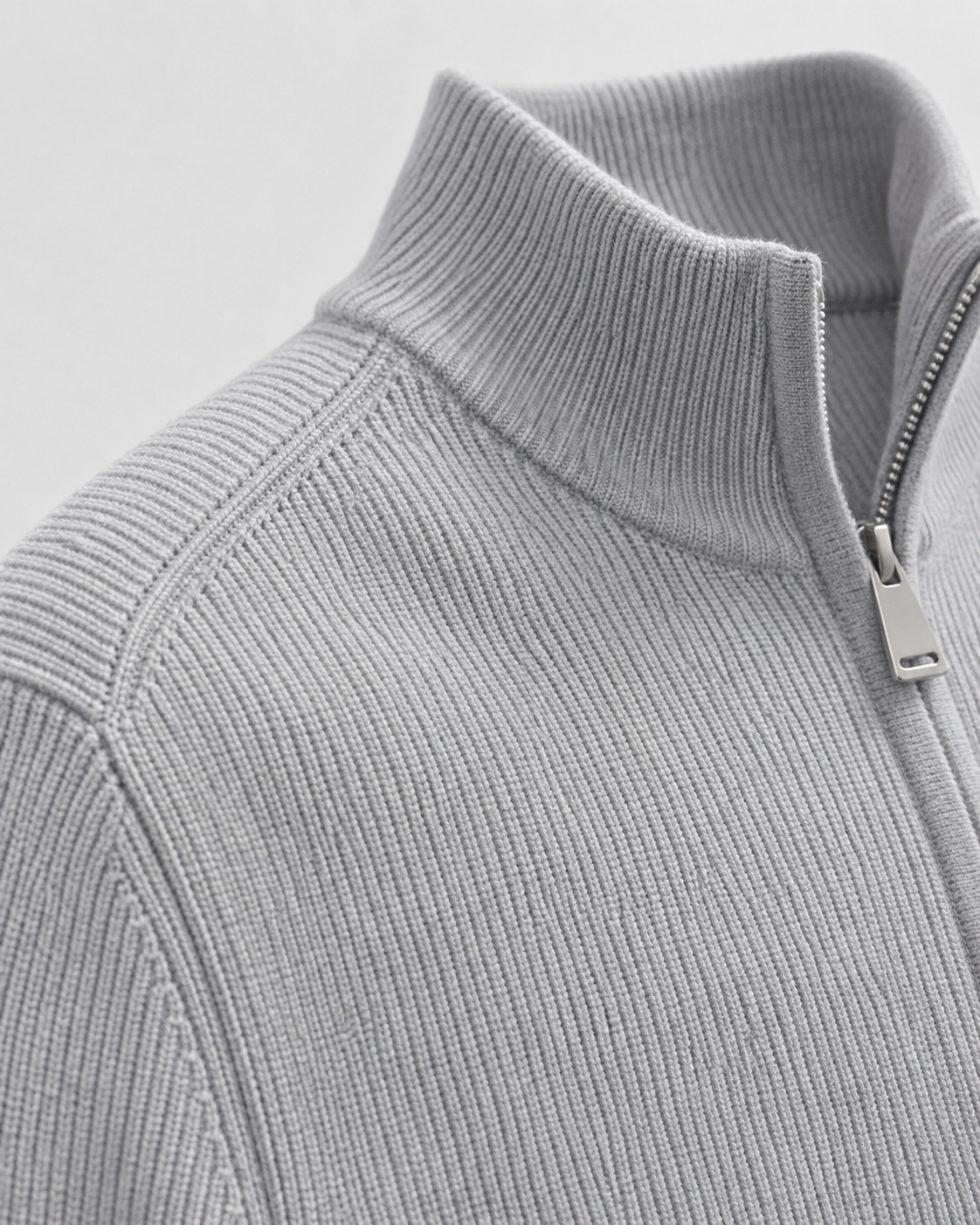 Men's Full-Zip Knit Cardigan with Stand Collar
