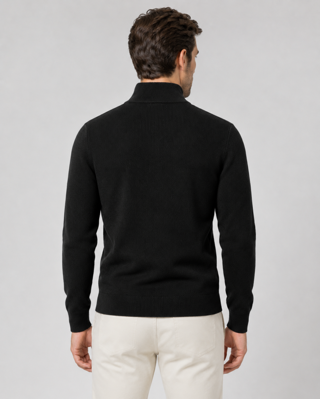 Men's Full-Zip Knit Cardigan with Stand Collar