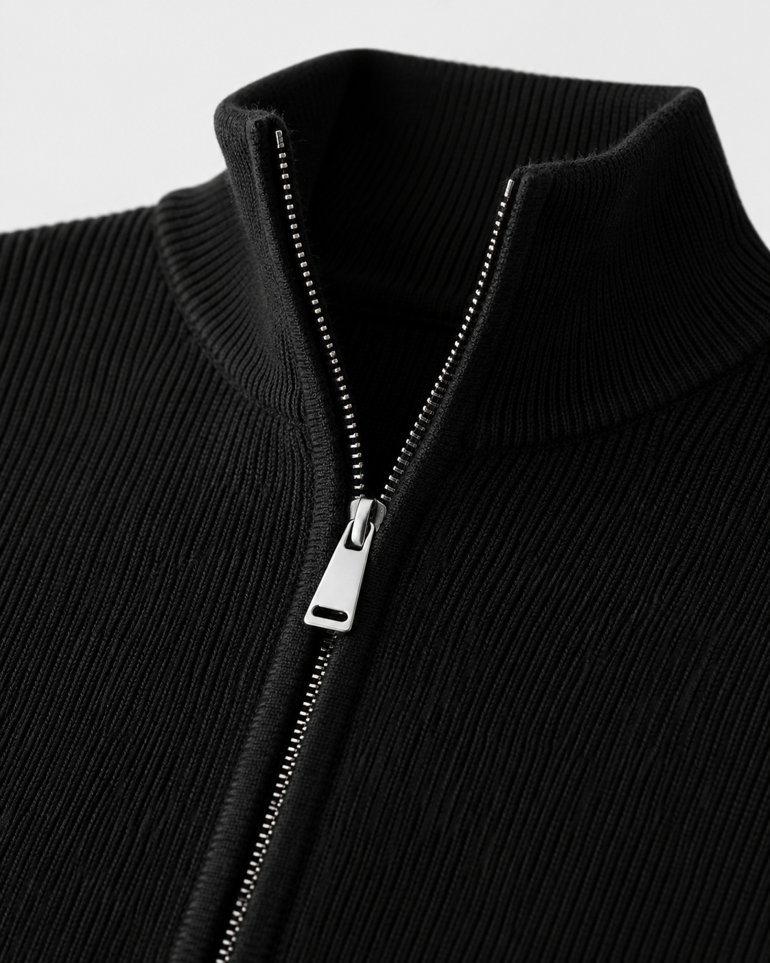 Men's Full-Zip Knit Cardigan with Stand Collar