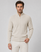 Men's Full-Zip Knit Cardigan with Stand Collar