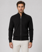 Men's Full-Zip Knit Cardigan with Stand Collar