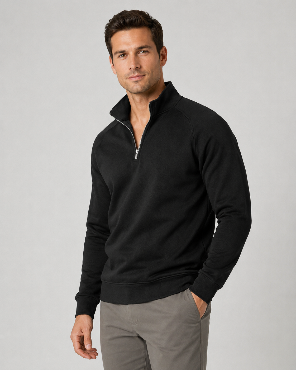 Men's Half-Zip Funnel Neck Sweater - Raglan Sleeve