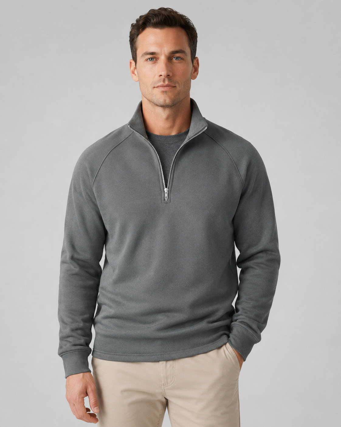 Men's Half-Zip Funnel Neck Sweater - Raglan Sleeve