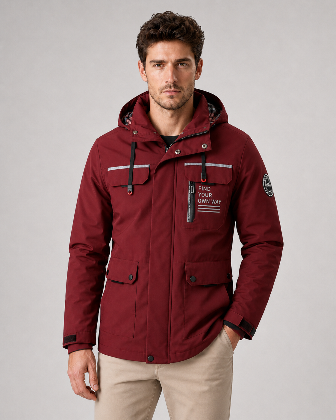 Men's Hooded Utility Parka with Storm Flap Pockets