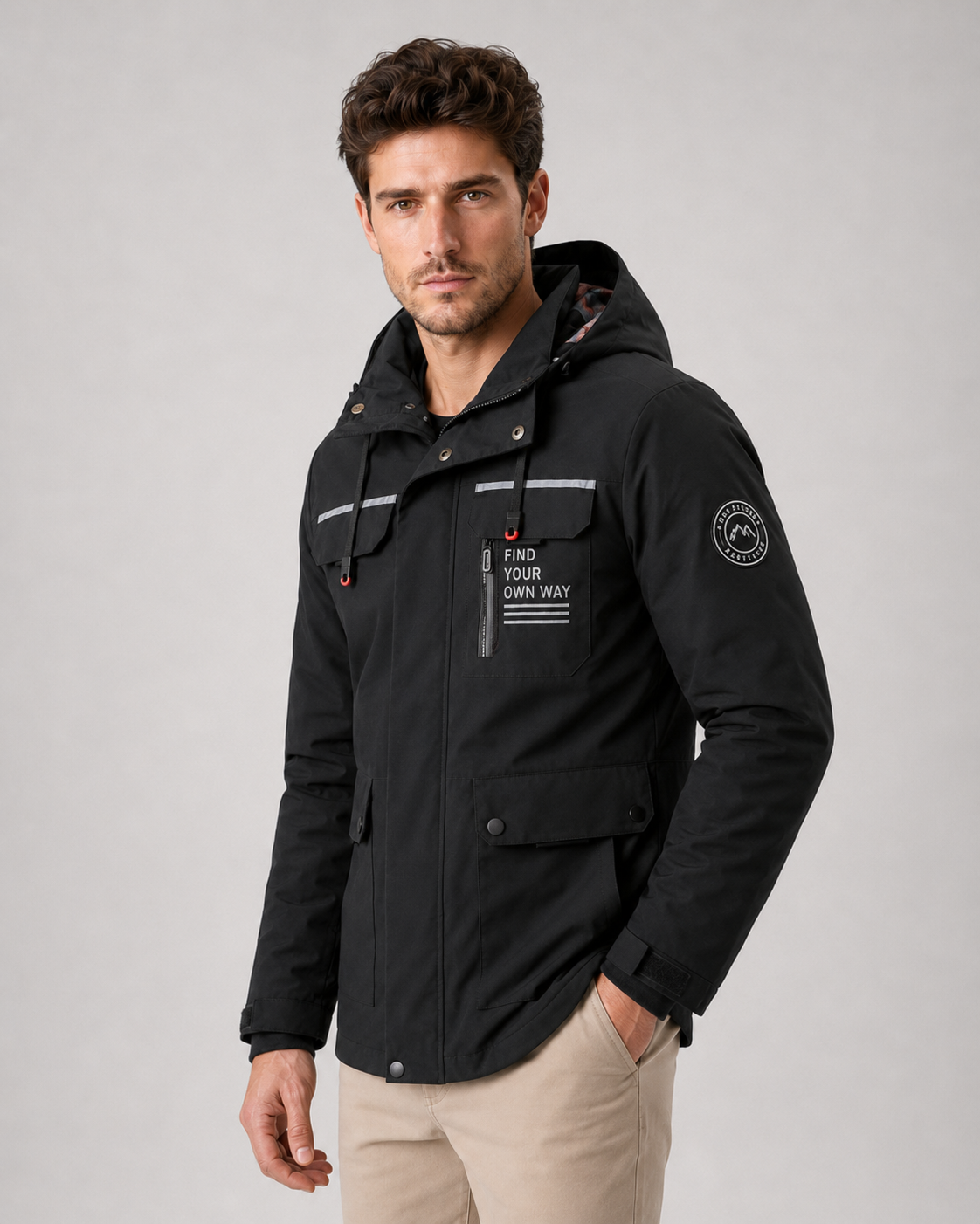 Men's Hooded Utility Parka with Storm Flap Pockets