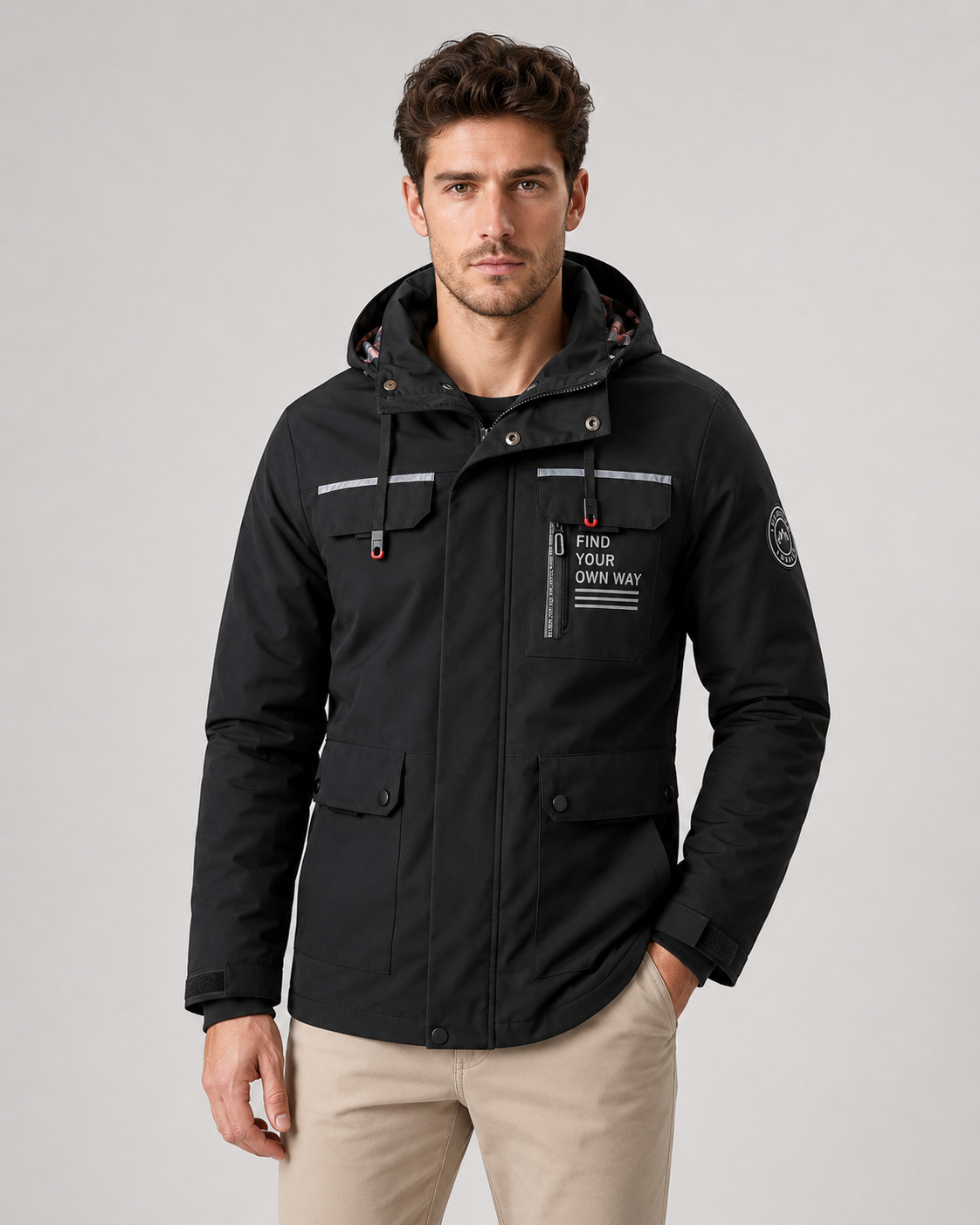 Men's Hooded Utility Parka with Storm Flap Pockets