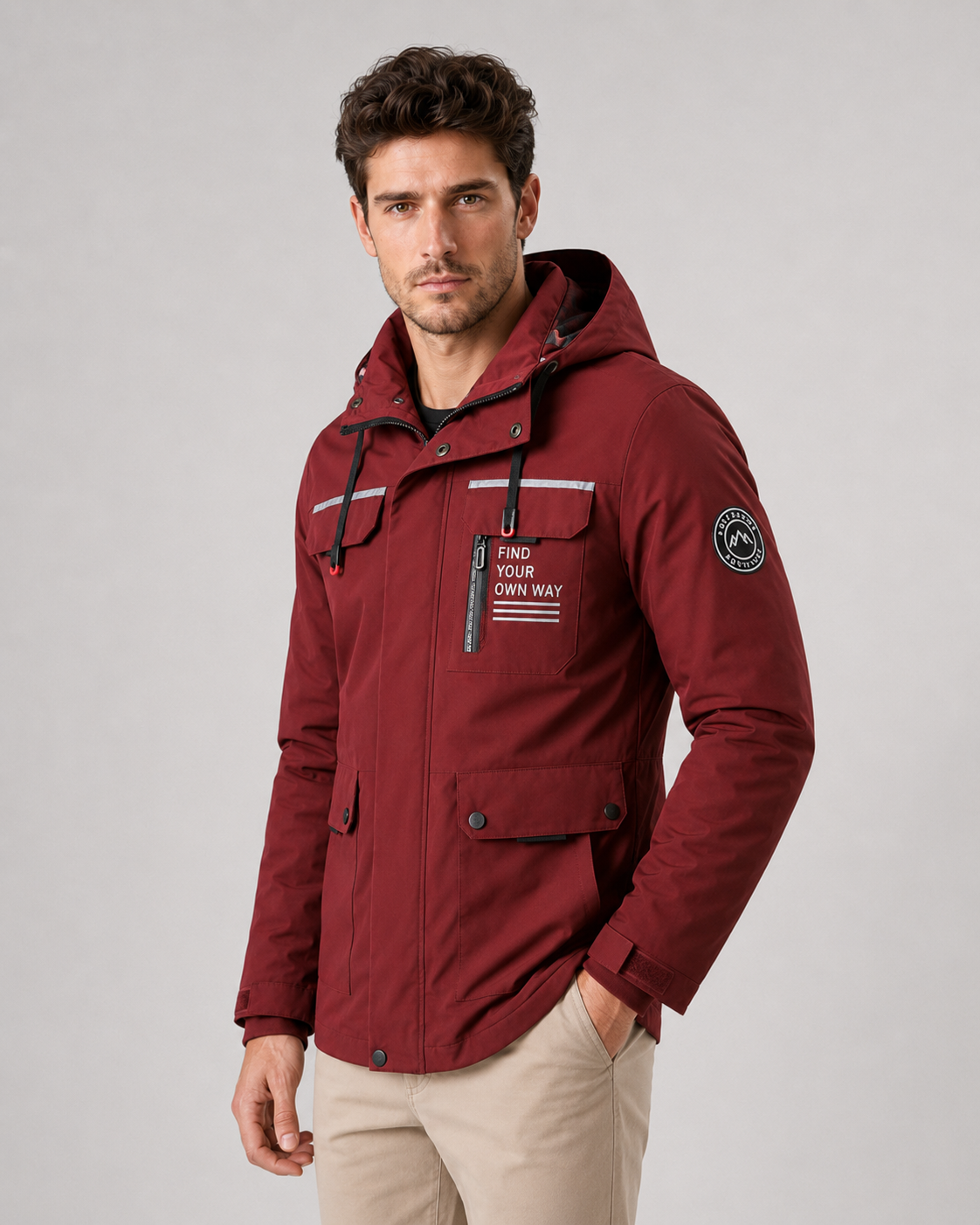 Men's Hooded Utility Parka with Storm Flap Pockets