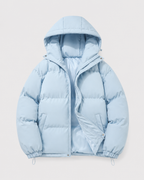 Men's Hooded Winter Puffer Jacket with Drawstring Hem