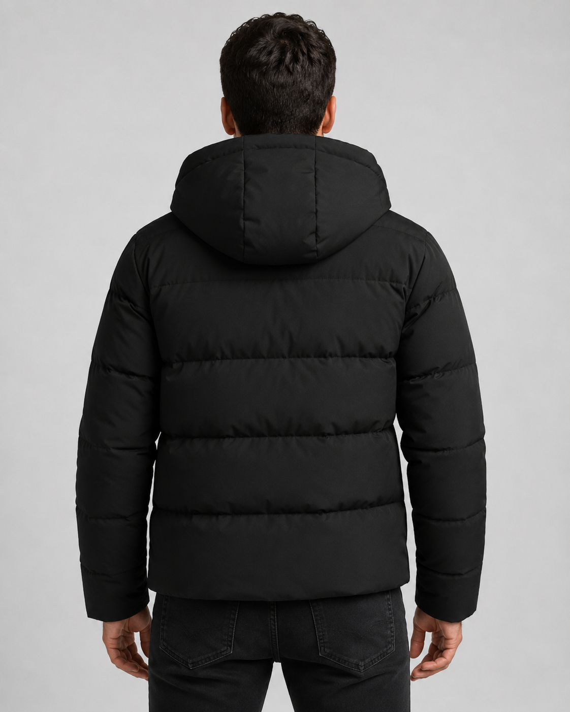 Men's Hooded Winter Puffer Jacket - Zip Pockets