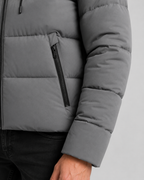 Men's Hooded Winter Puffer Jacket - Zip Pockets