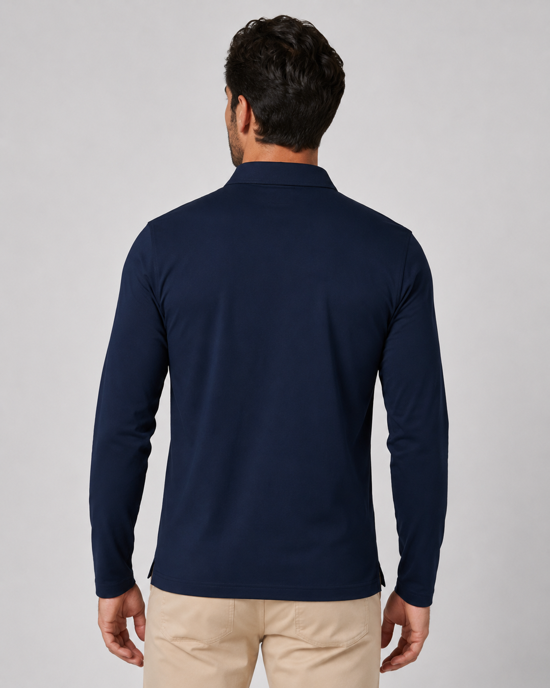 Men's Jersey Long Sleeve Polo Shirt