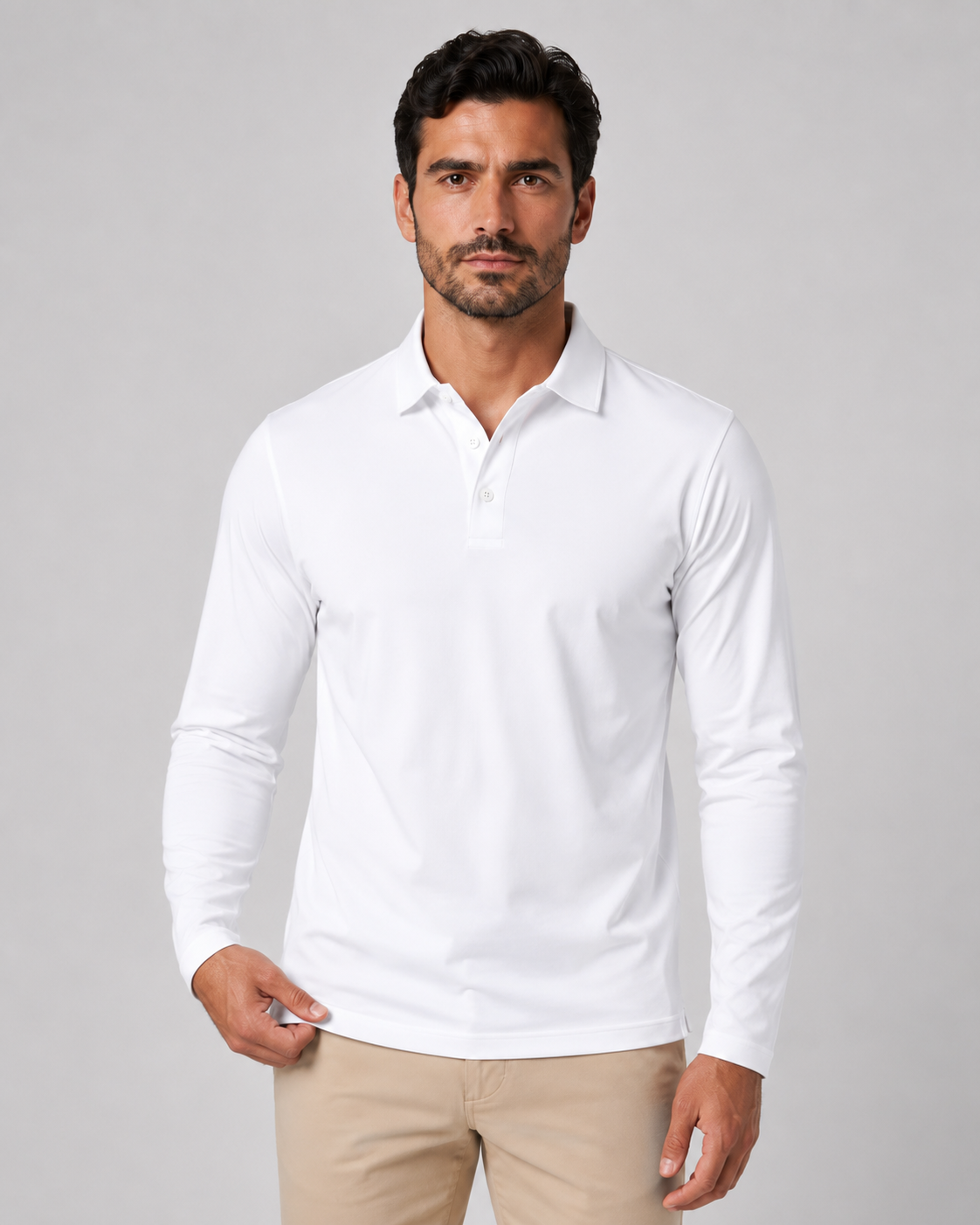 Men's Jersey Long Sleeve Polo Shirt