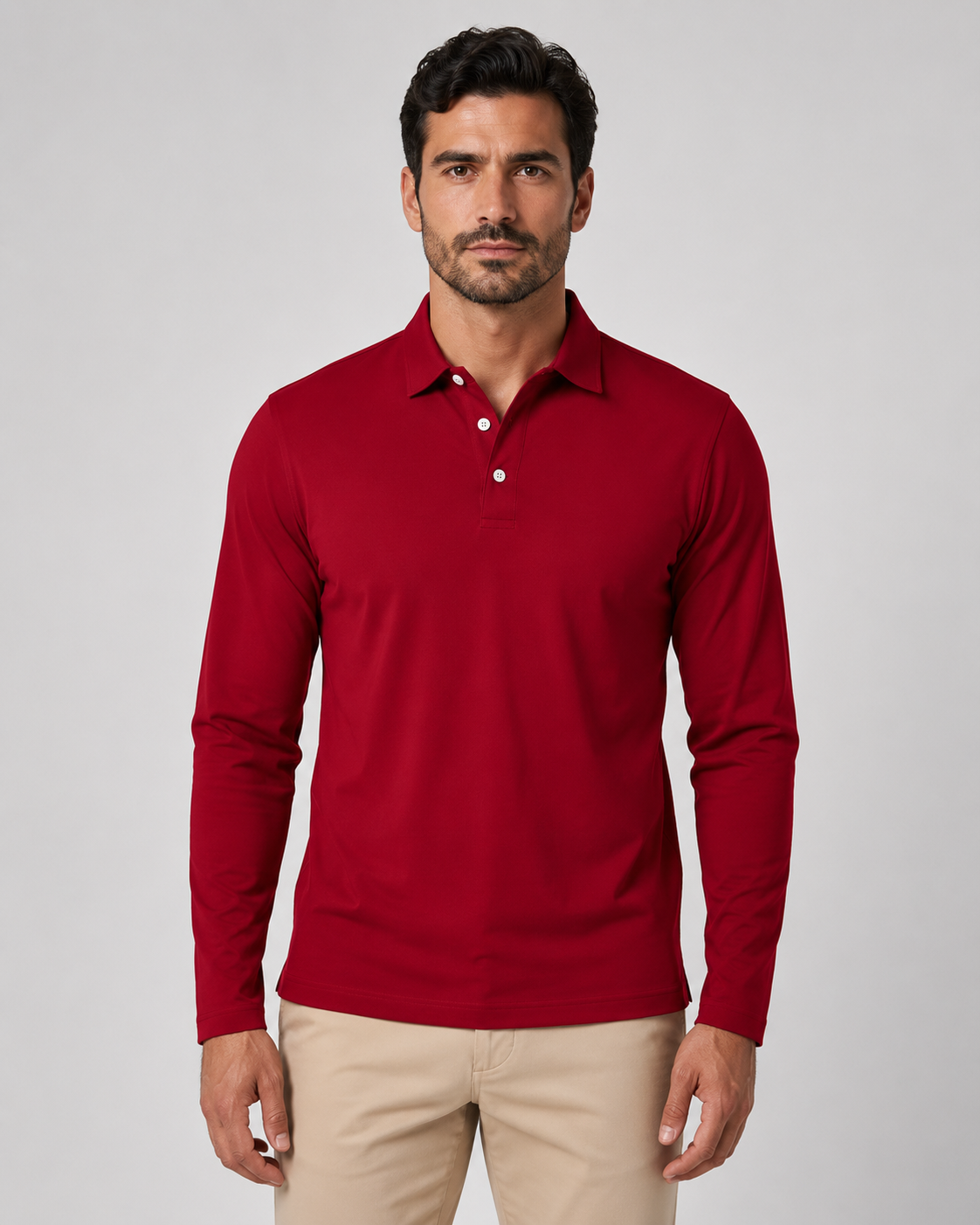 Men's Jersey Long Sleeve Polo Shirt
