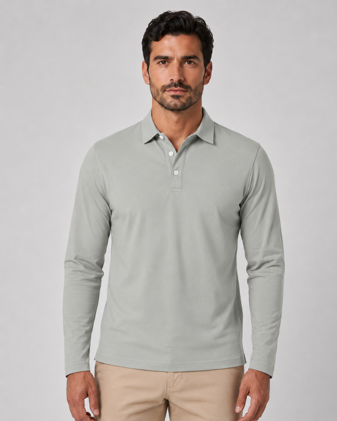Men's Jersey Long Sleeve Polo Shirt