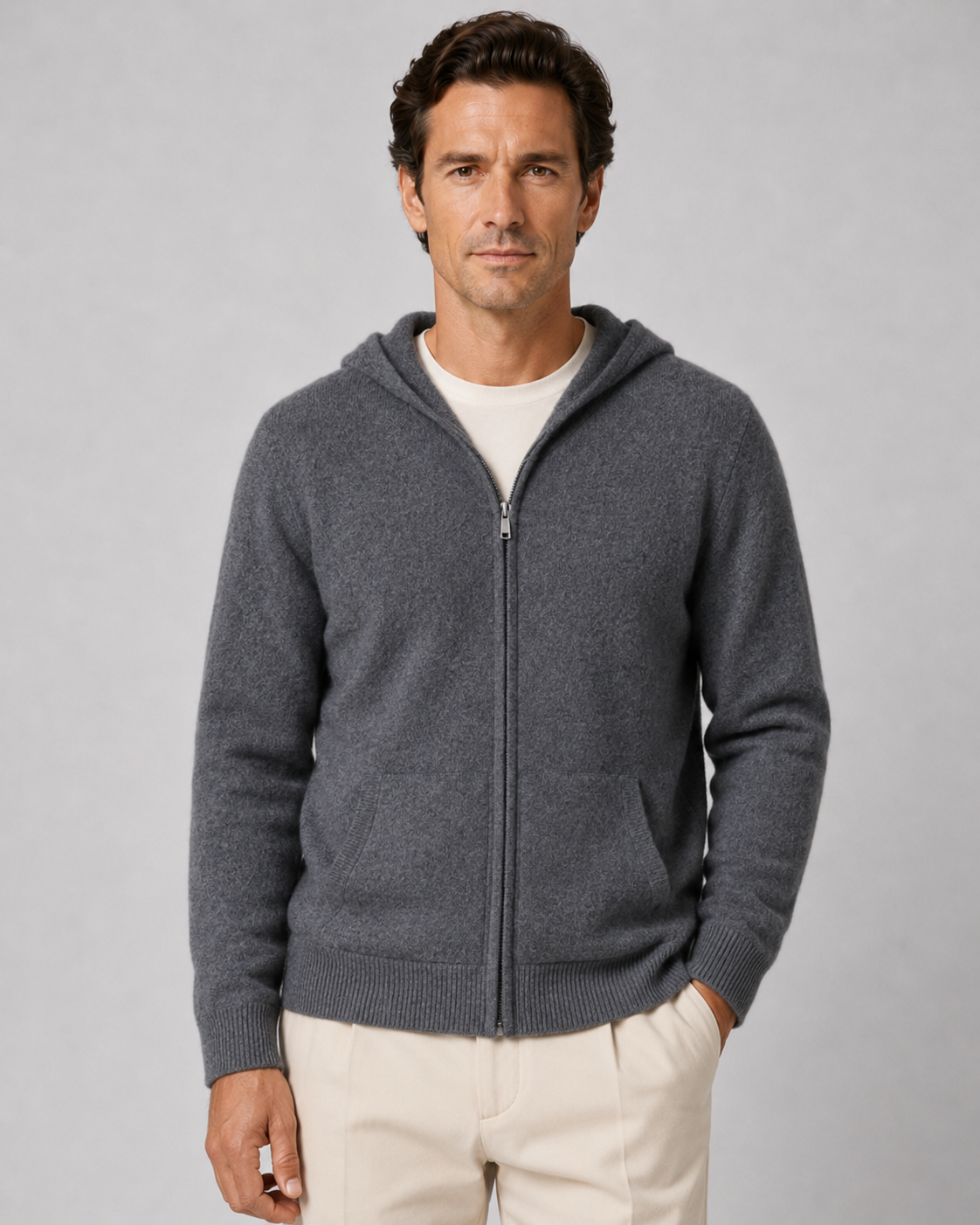 Men's Merino Wool Zip-Up Hoodie