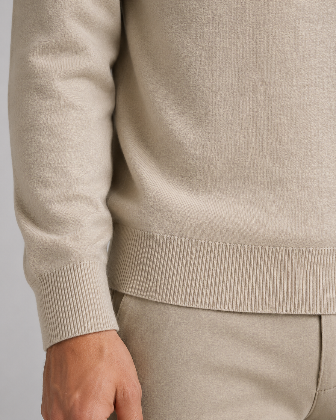 Men's Smooth Knit Open Collar Polo Sweater