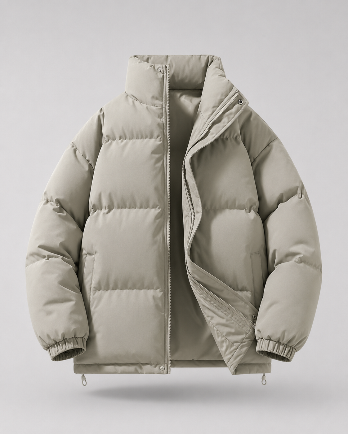 Men's Oversized Winter Puffer Jacket with Stand Collar