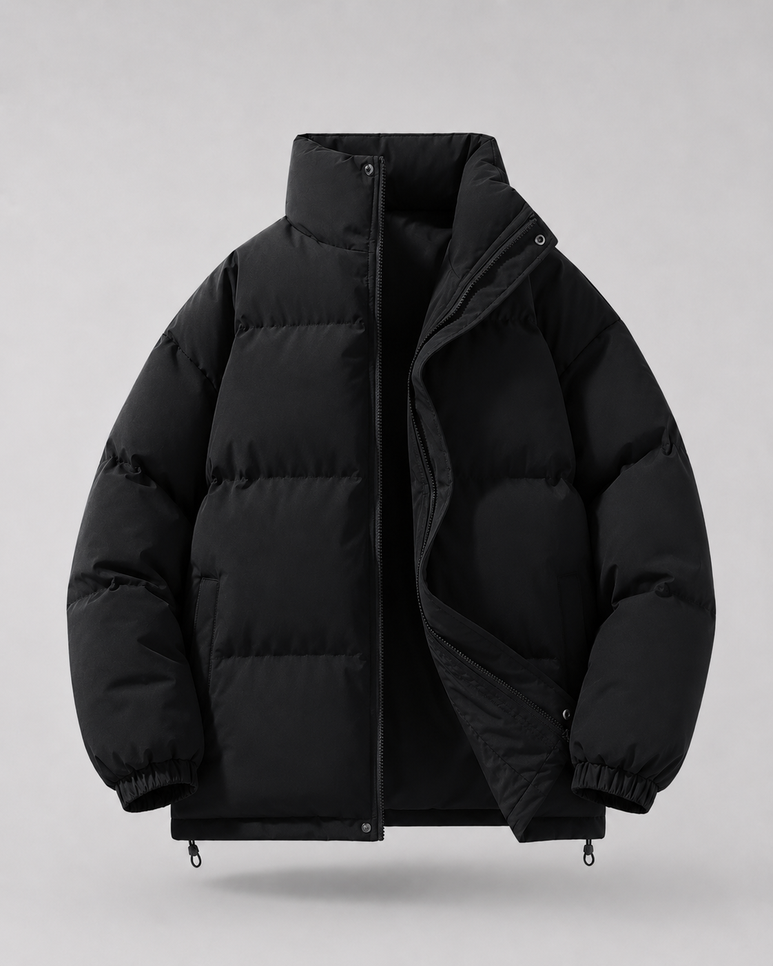 Men's Oversized Winter Puffer Jacket with Stand Collar