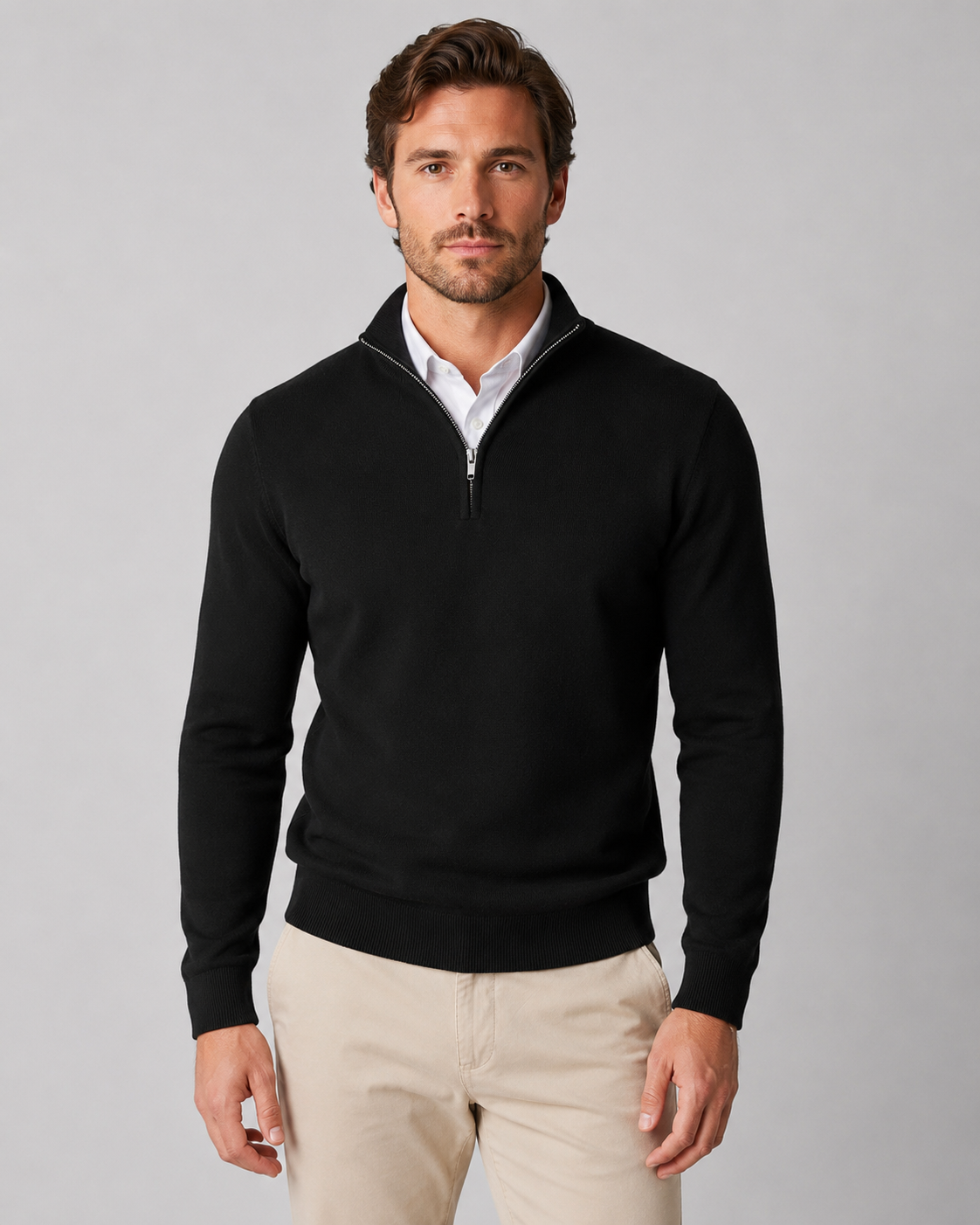 Men's Quarter-Zip Knit Sweater
