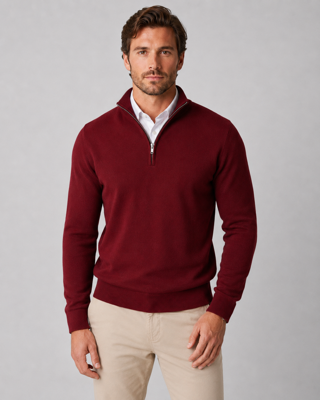 Men's Quarter-Zip Knit Sweater