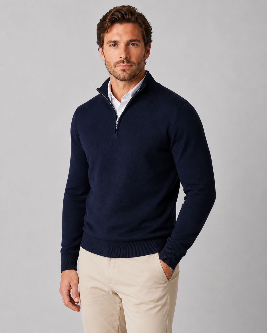 Men's Quarter-Zip Knit Sweater