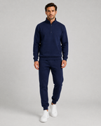 Men's Quarter Zip Tracksuit Set Funnel Collar Fleece