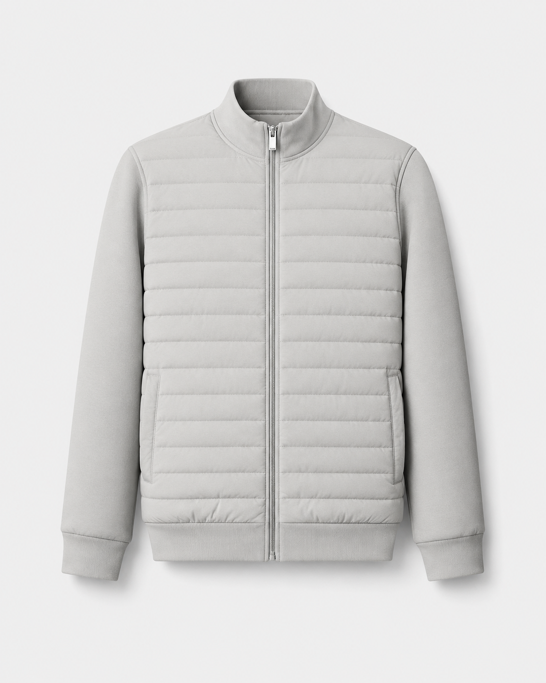 Men's Quilted Hybrid Jacket with Knit Sleeves