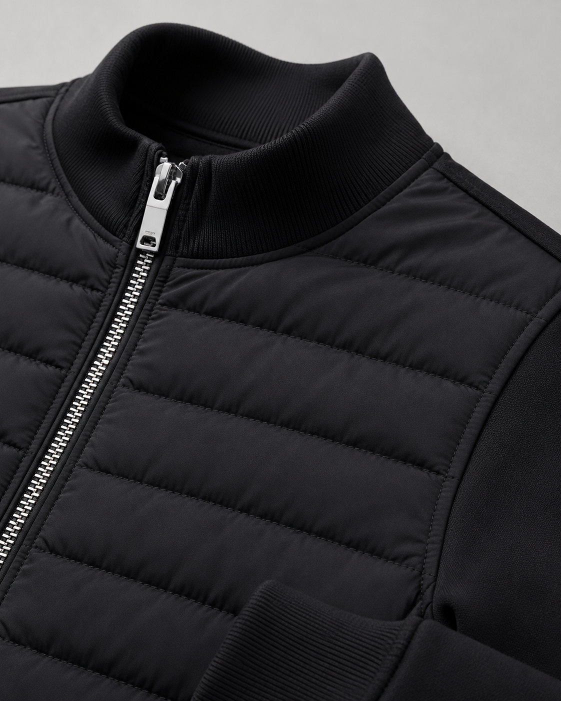 Men's Quilted Hybrid Jacket with Knit Sleeves