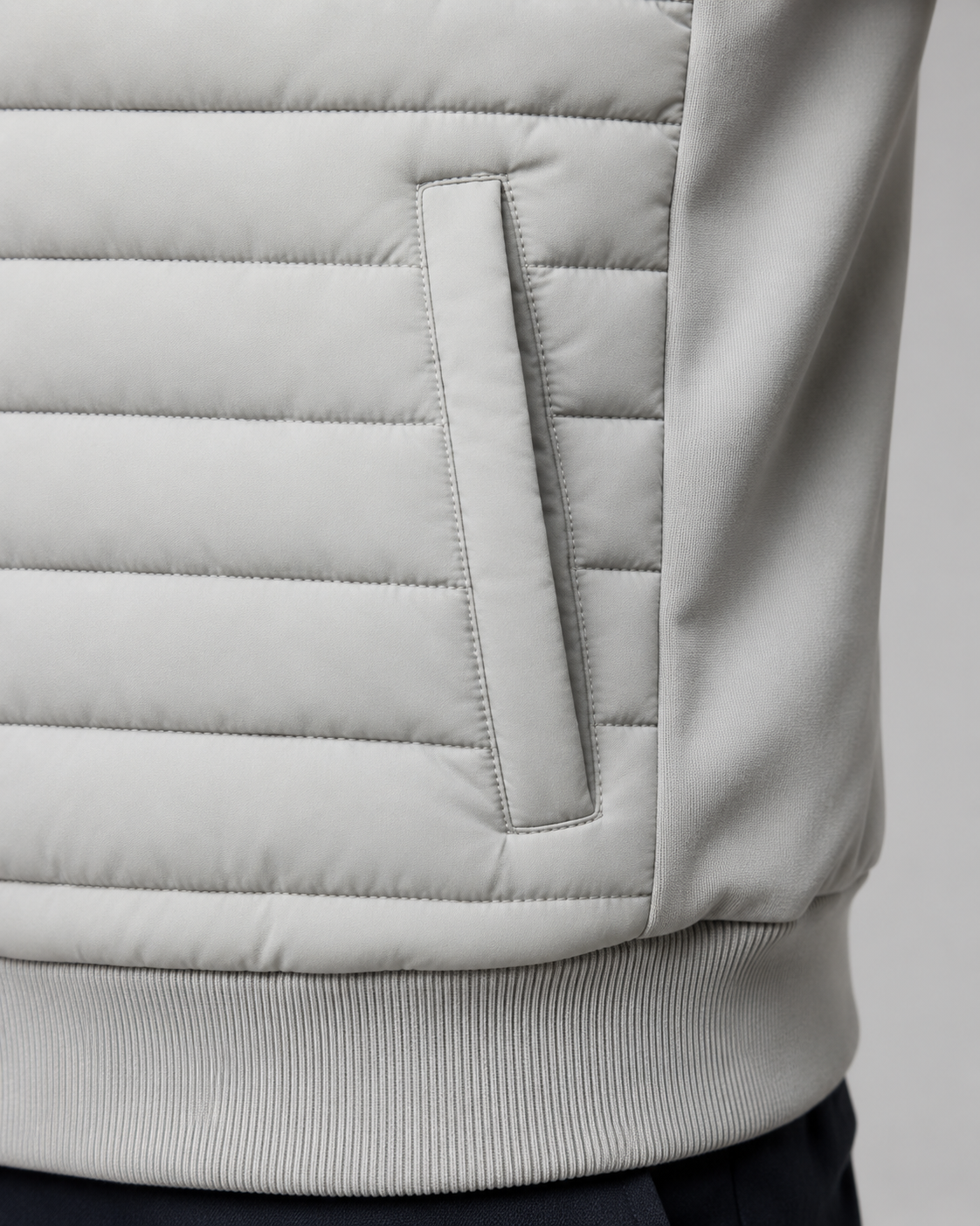 Men's Quilted Hybrid Jacket with Knit Sleeves
