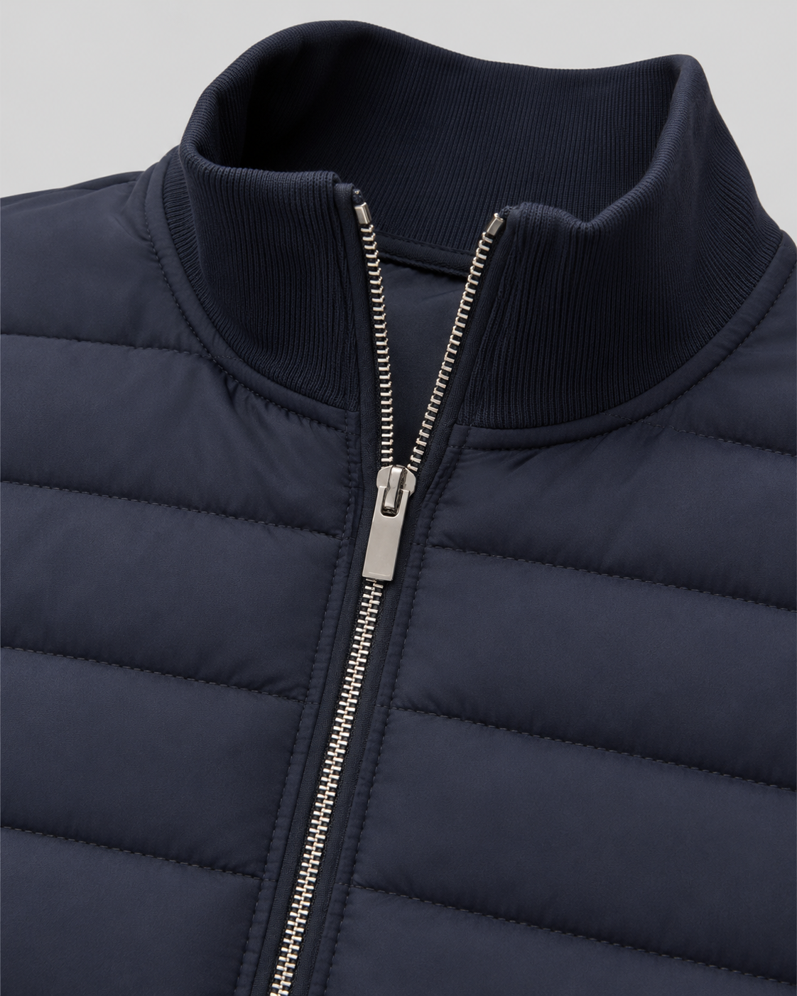 Men's Quilted Hybrid Jacket with Knit Sleeves