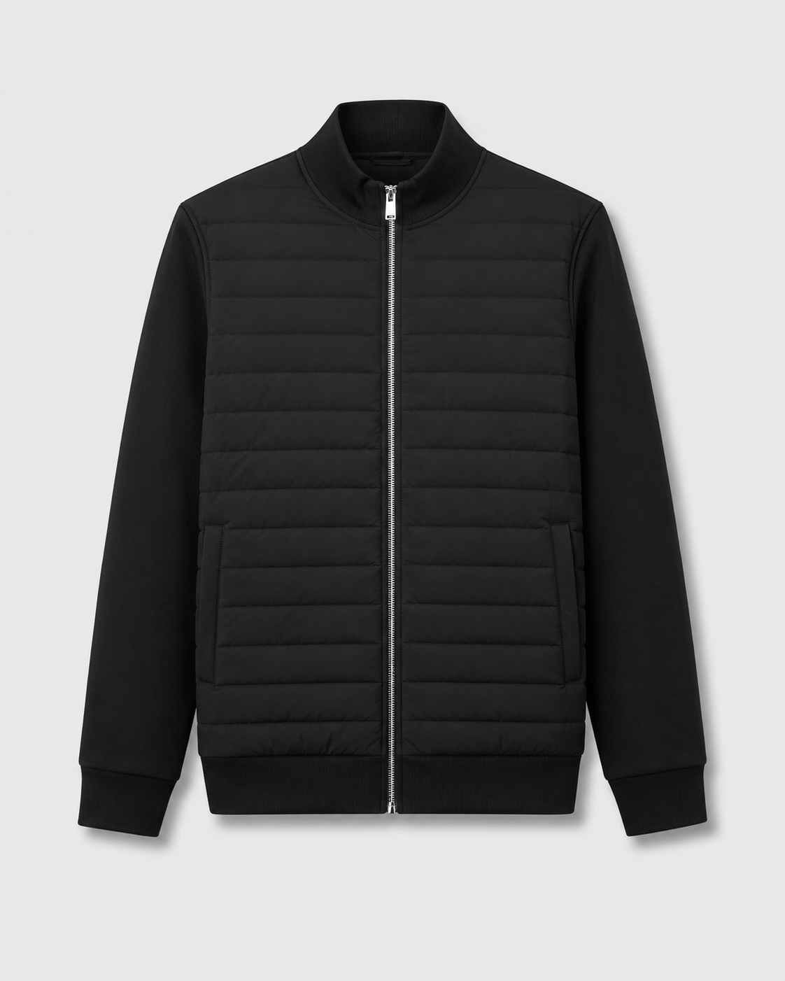 Men's Quilted Hybrid Jacket with Knit Sleeves