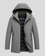 Men's Quilted Mid-Length Parka with Drawcord Hood